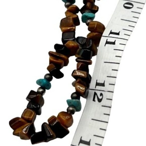 Vintage Tiger Eye & Genuine Turquoise Beaded Necklace - Picture 6 of 6